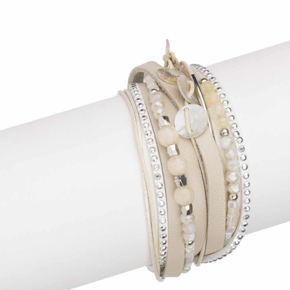 Saachi double wrap leather bracelet